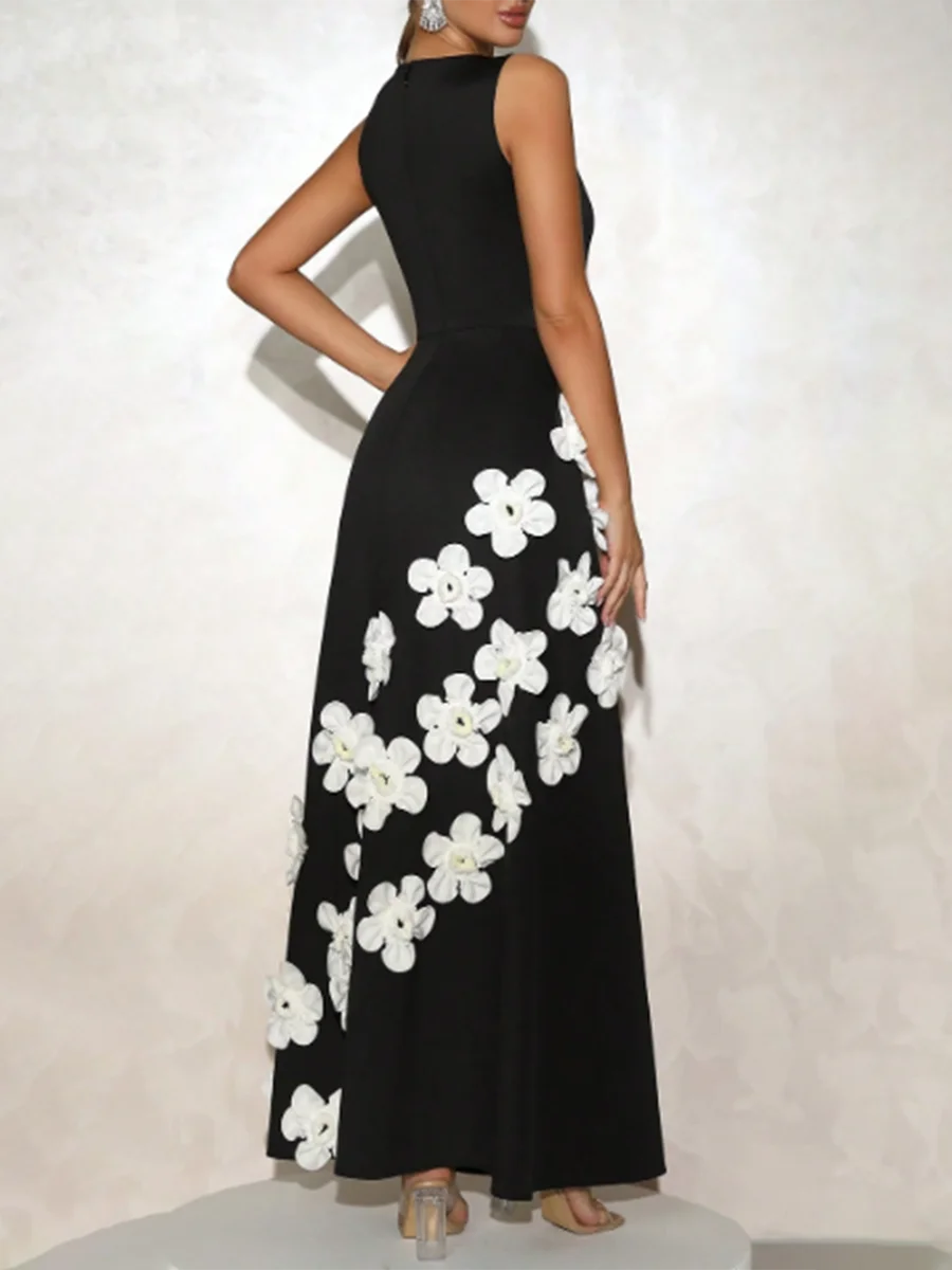 Slimming Spliced 3D Flower  Dresses