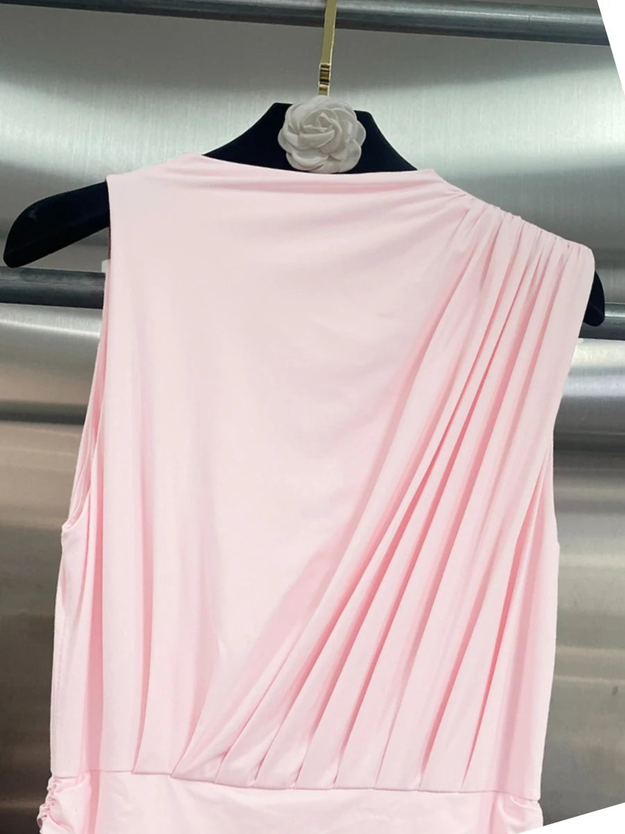 Plus Size Hit Color Spliced Folds Dress