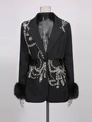 Solid Hollow Out Diamonds Elegant Blazers
