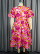 Plus Size  Jacquard Floral Dress