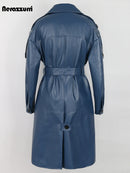 Back Slit Sashes Double Breasted Luxury Raincoat