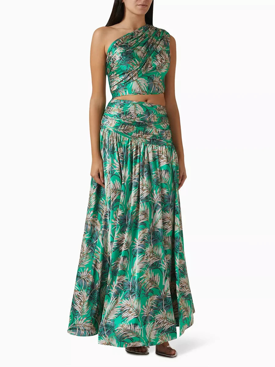 Printing Slimming Spliced Folds Two Piece Sets