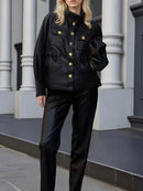 Spliced Buttons Jackets