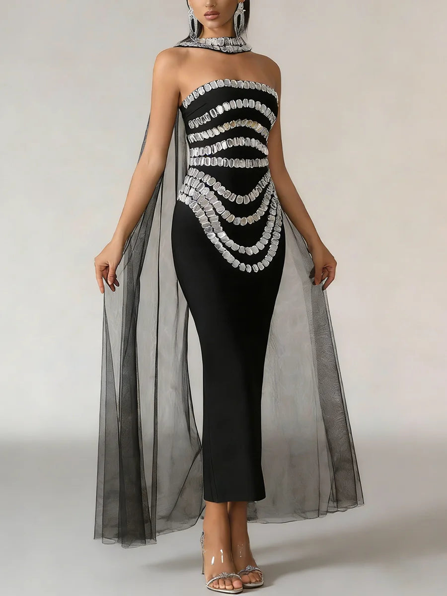 Spliced Bead Luxurious Long Dresses