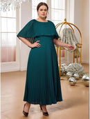 Elegant Plus Size Pleated Maxi Dress