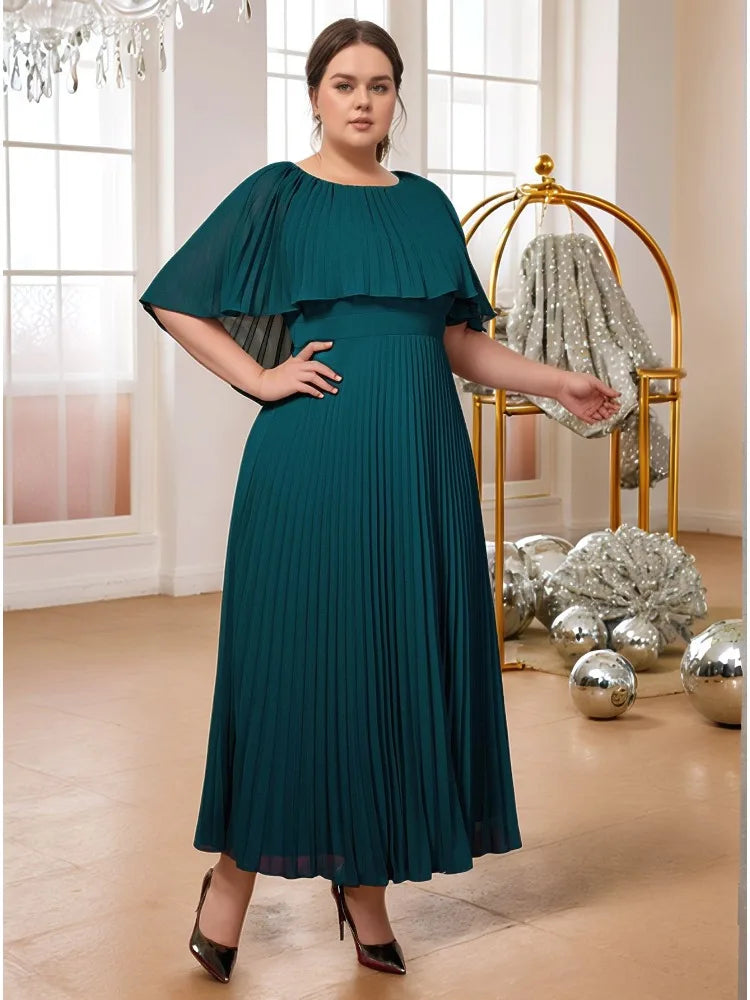 Elegant Plus Size Pleated Maxi Dress
