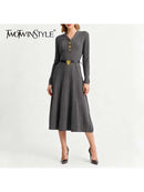 Buttons Knit Dresses