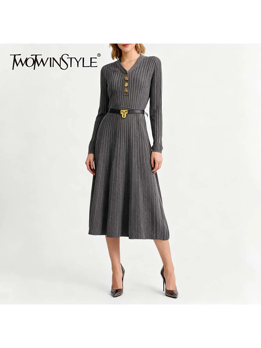 Buttons Knit Dresses