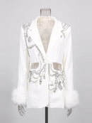 Solid Hollow Out Diamonds Elegant Blazers