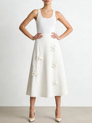 Solid Loose Spliced 3D Flower Skirts