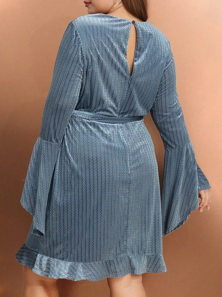 Plus Size Blue Midi Dress