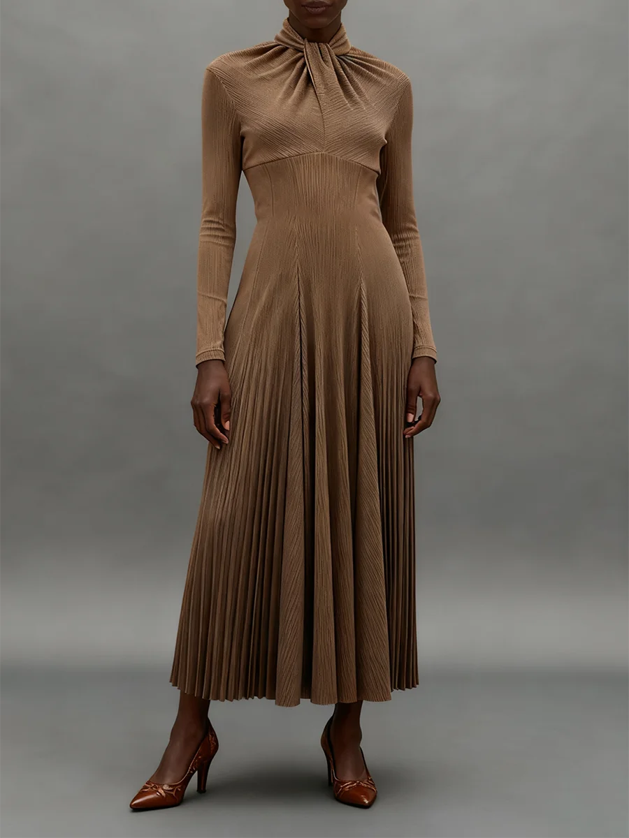 Round neck Folds Dress