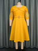 Plus Size Yellow A-Line Dress