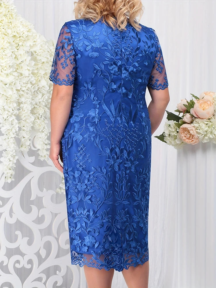 Plus Size Printed Lace Embroidery Dress