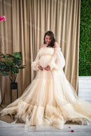 Off Shoulder Long Sleeves Pregnancy Gowns