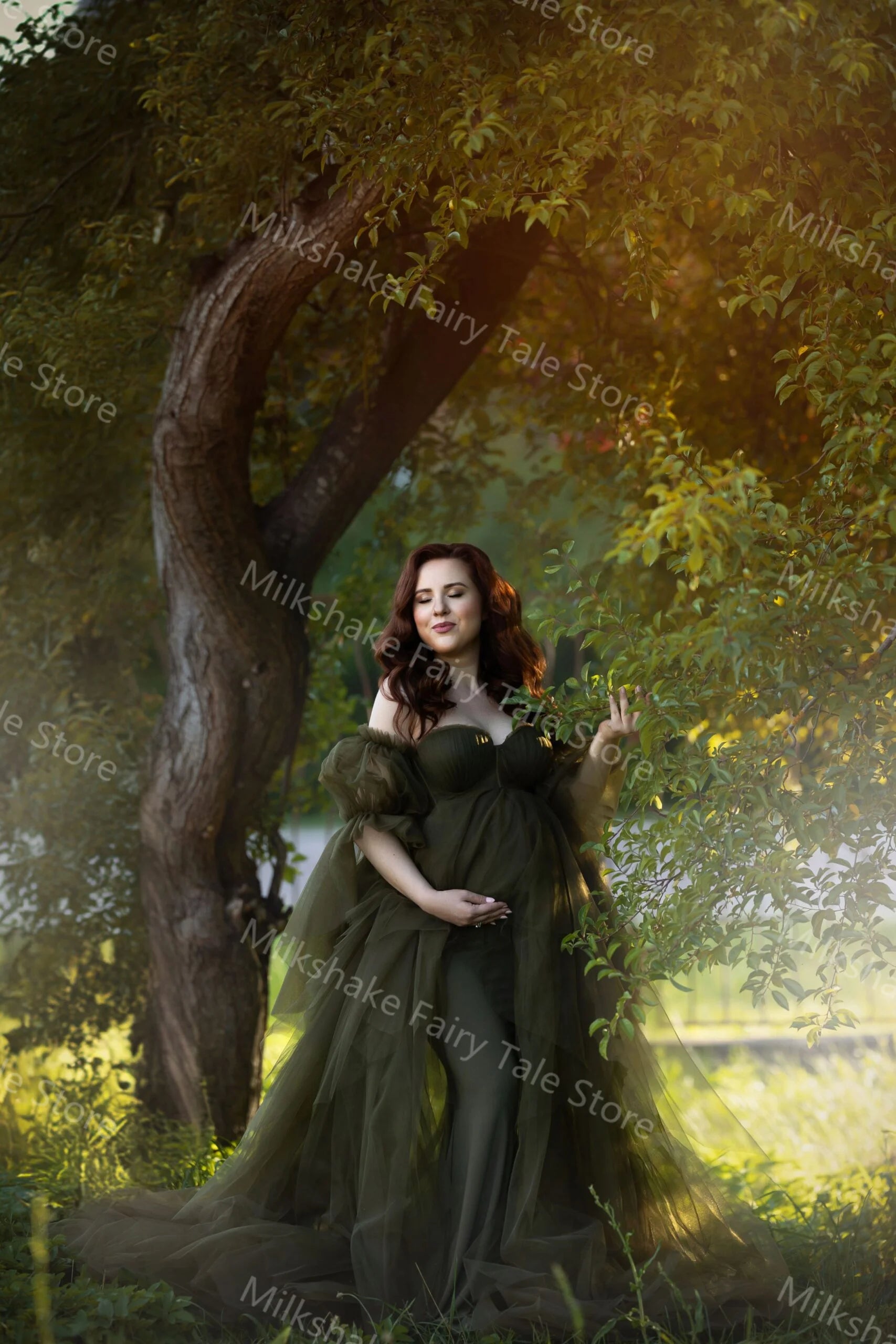 Off Shoulder Maternity Ruffles Gowns