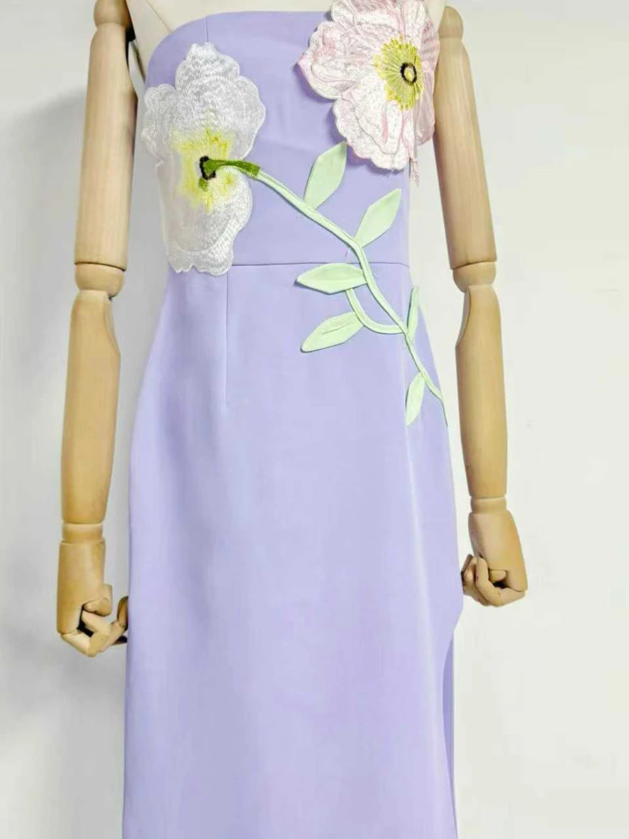 Spliced Appliqués Slimming Dresses