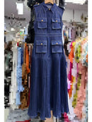 Patchwork Pockets Denim Dress