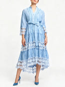 Hit Color Sheer Spliced Appliqués Dresses