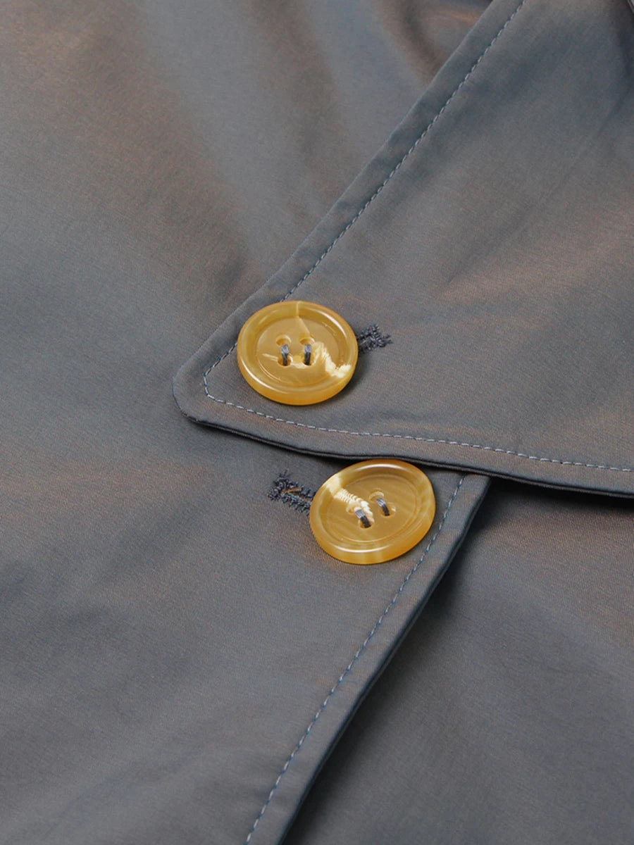 Color Spliced Buttons Temperament Trench Coat