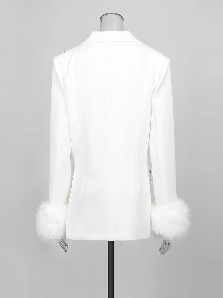 Solid Hollow Out Diamonds Elegant Blazers