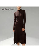 Spliced Zipper Basics Knit Dresses