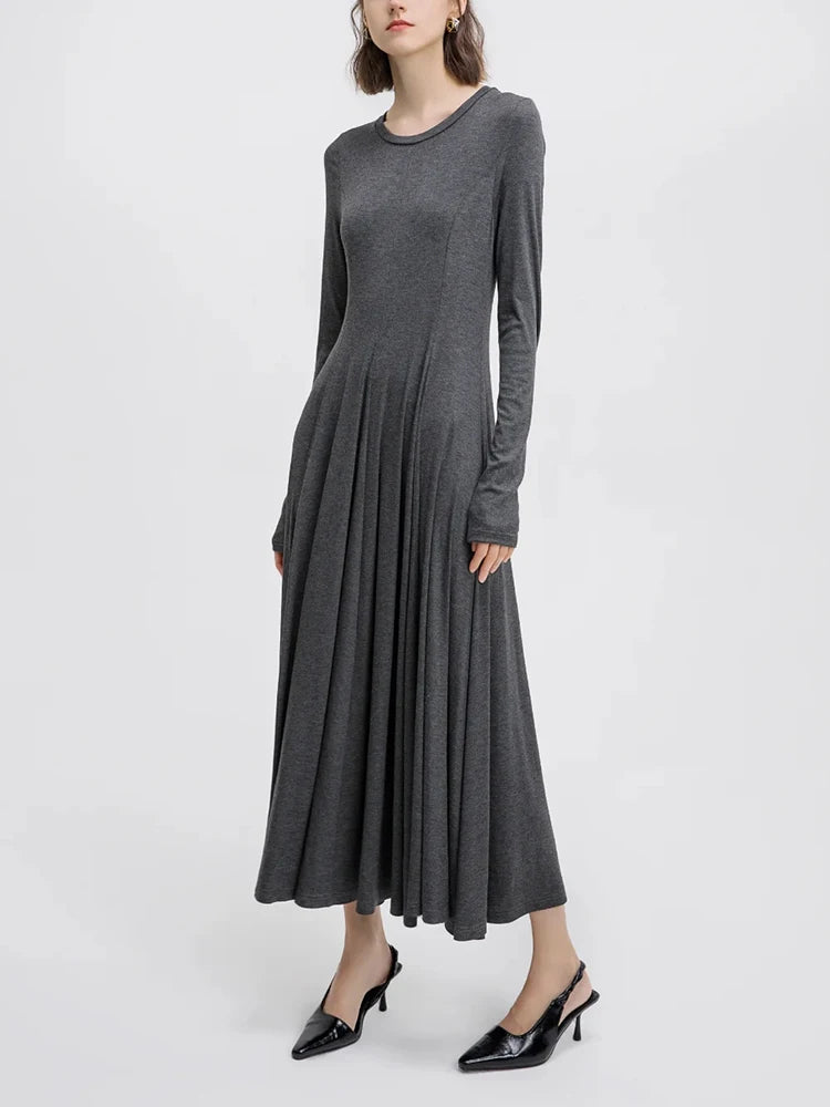 Solid Knitting Midi Pullover Dresses