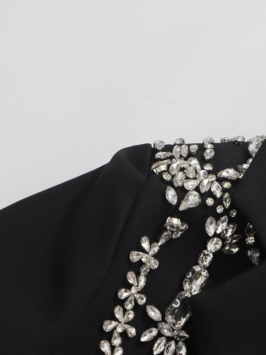 Solid Hollow Out Diamonds Elegant Blazers