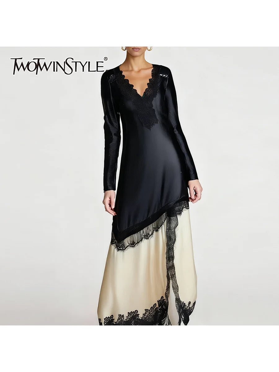 Spliced Lace Dresses