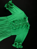 Plus Size Classy Green Pleated Dress