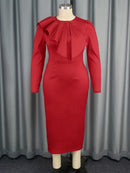 Plus Size Shiny Red Bow Dress