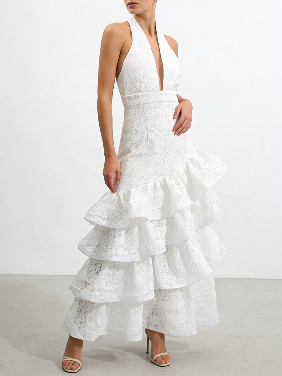 Hollow Out Spliced Embroidery Dresses