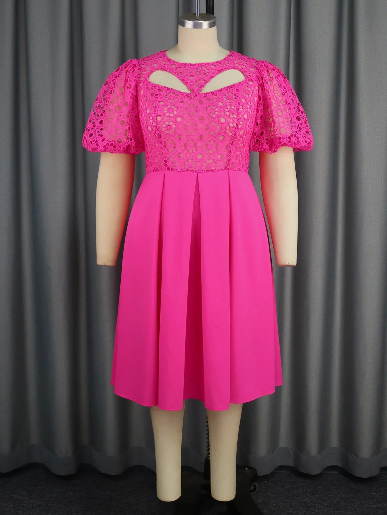 Fuchsia Hollow Out Dress