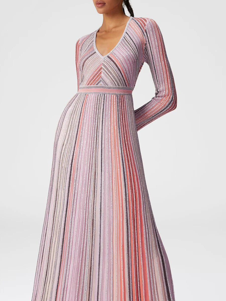 Color Striped Casual Long Dresses