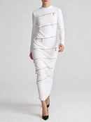 Solid Spliced Zippers Design Sense Dresses