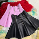 A-line Leather Zipper Skirt