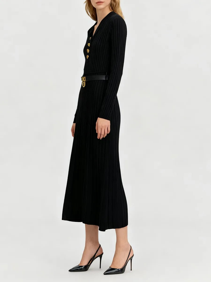 Buttons Knit Dresses