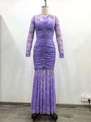 Sheer Spliced Lace Dresses