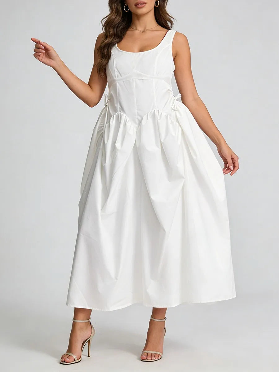 Solid Slimming Spliced Dress