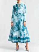 Spliced Lace Up Dresses