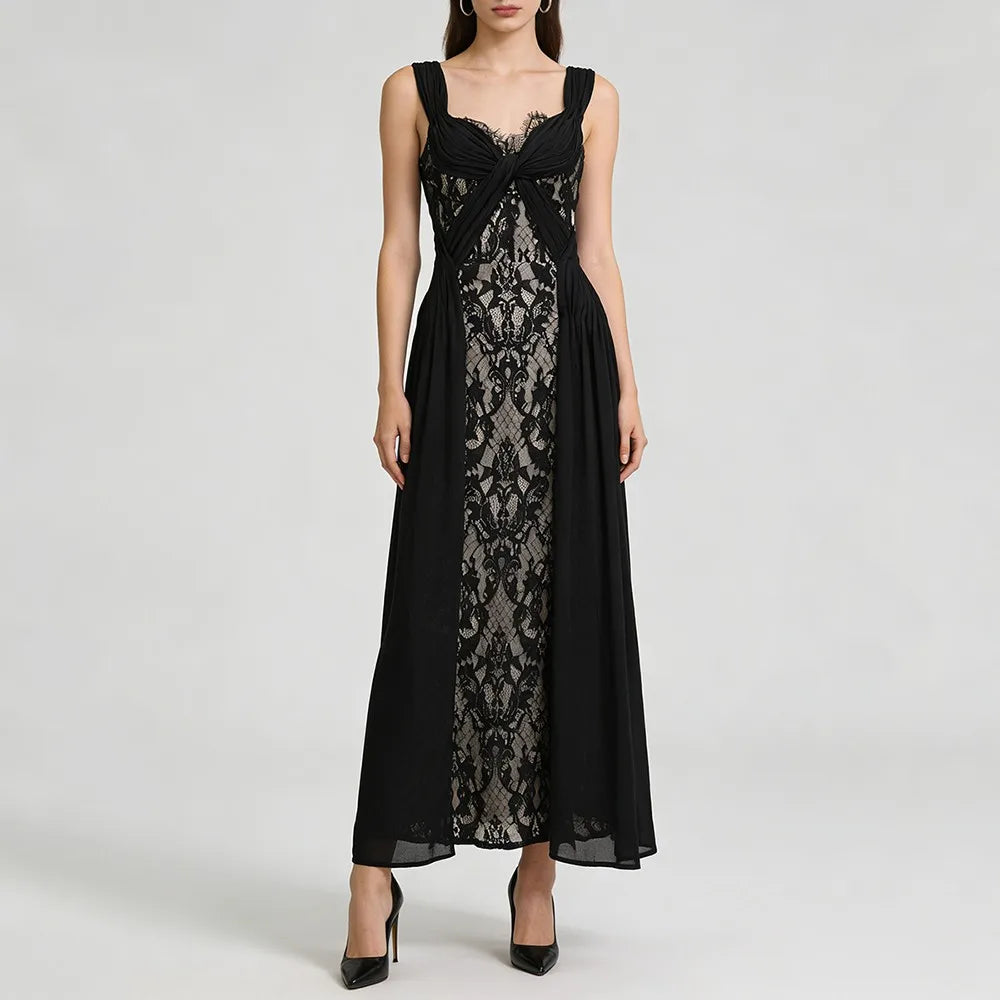 Spliced Lace Sexy Long Dresses