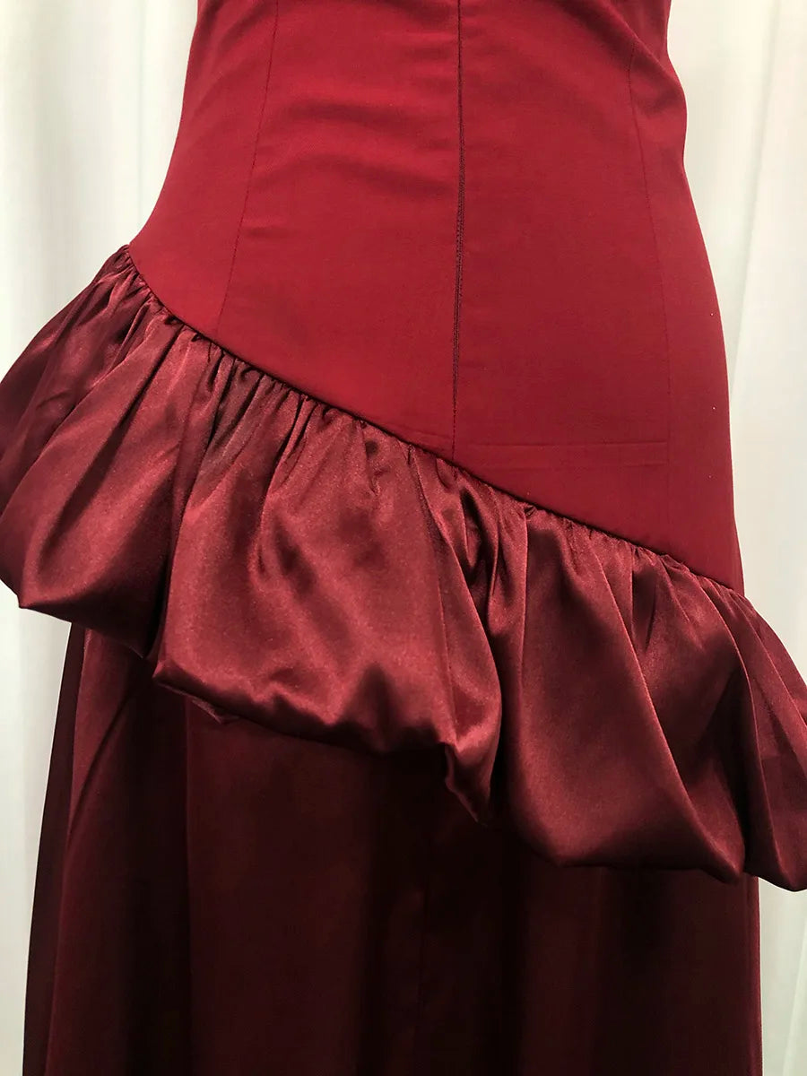 Spliced Ruffles Folds Long Dress