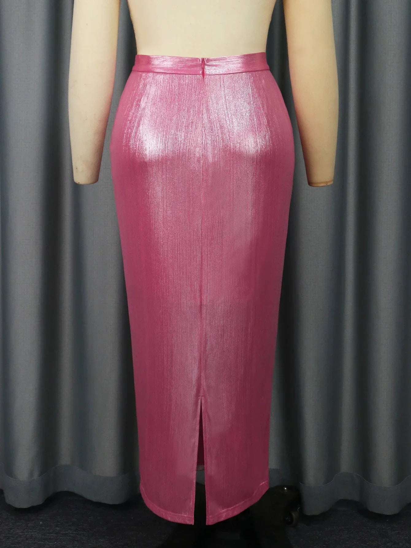 Plus Size Shiny Pink Skirt