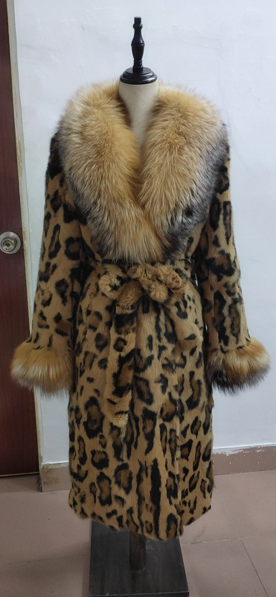 Fashionable Leopard Print Real Rabbit Fur