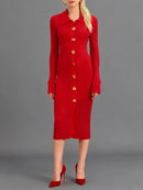 Single Breasted Basics Knit Dresses