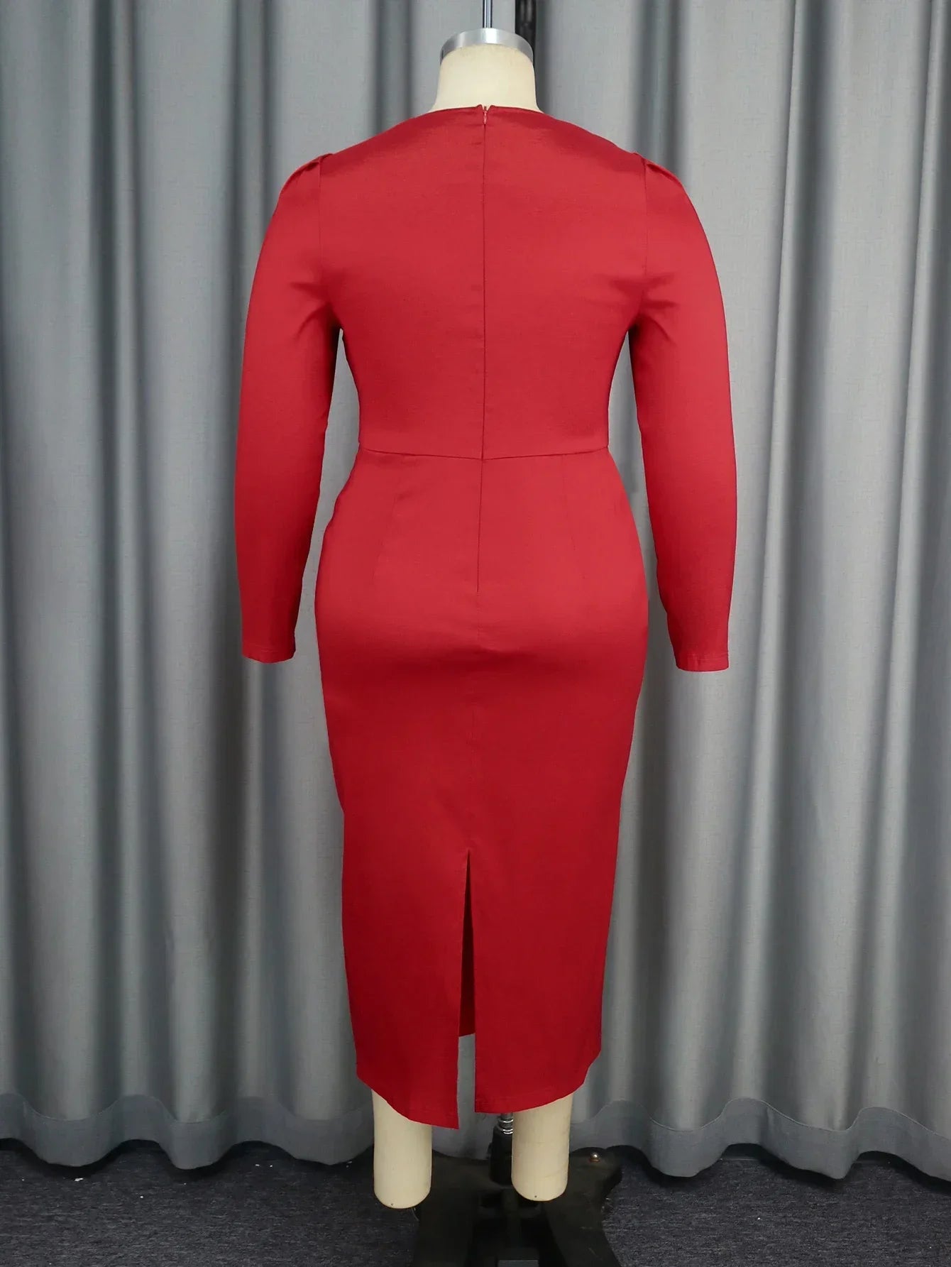 Plus Size Shiny Red Bow Dress