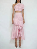 Embroidery Two Piece Ruffles Skirt Sets