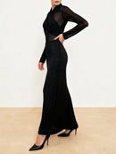 Sheer Spliced Hot Fix Dresses