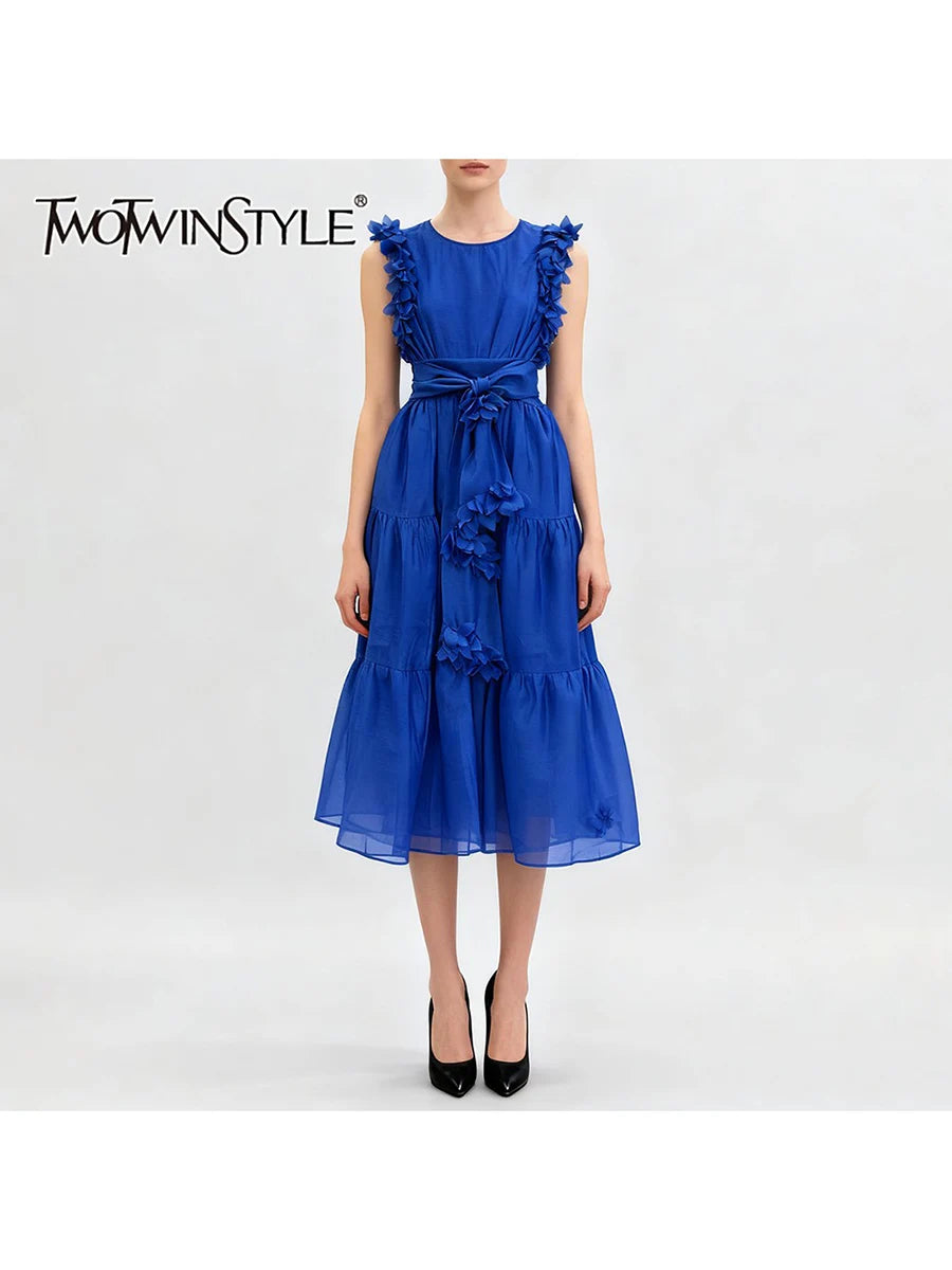 Spliced 3D Flower Dresses