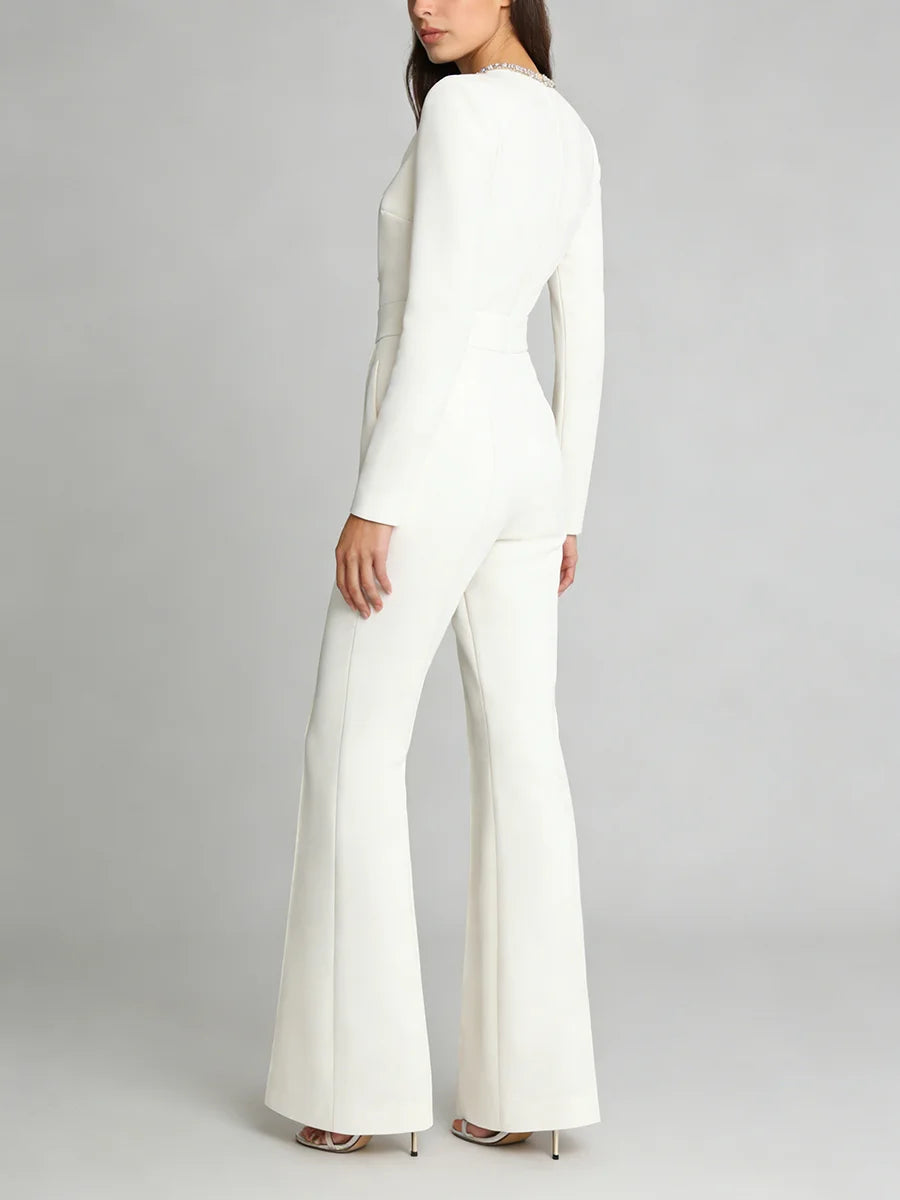 Hollow Out Spliced Bead Minimalist Jumpsuit